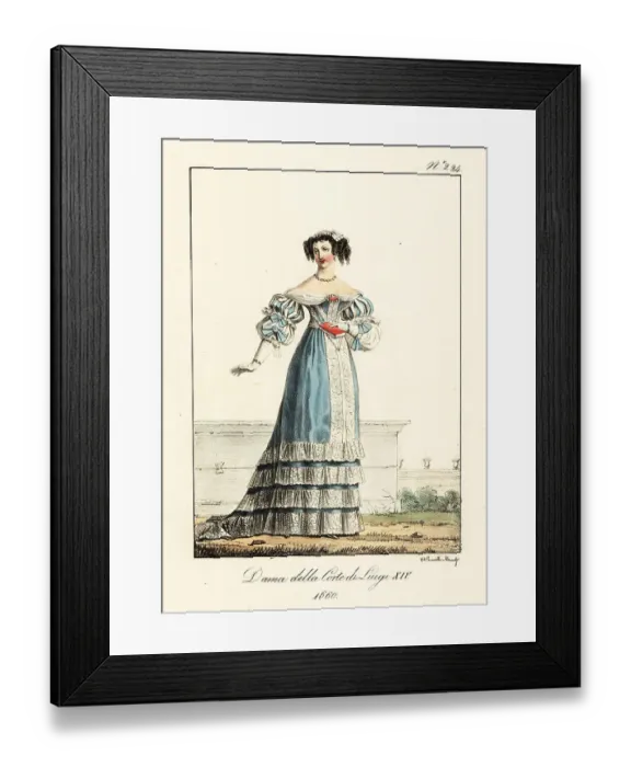 Framed Print : Costume of a lady at the court of King Louis XIV of France, 1660 Framed Print : Costume of a lady at the court of King Louis XIV of France, 1660
