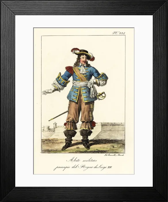 Framed Print : French military uniform, reign of King Louis XIV Framed Print : French military uniform, reign of King Louis XIV