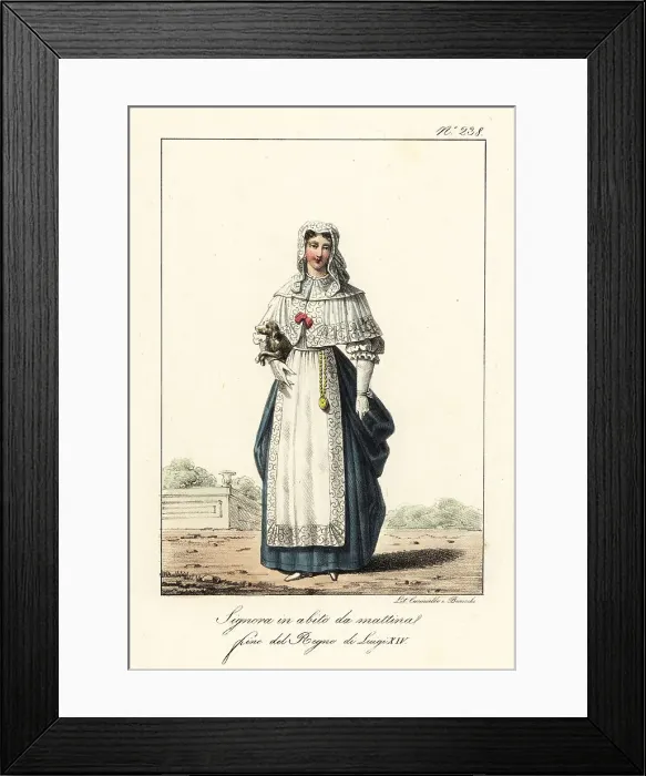 Framed Print : Woman in morning dress, reign of King Louis XIV of France Framed Print : Woman in morning dress, reign of King Louis XIV of France