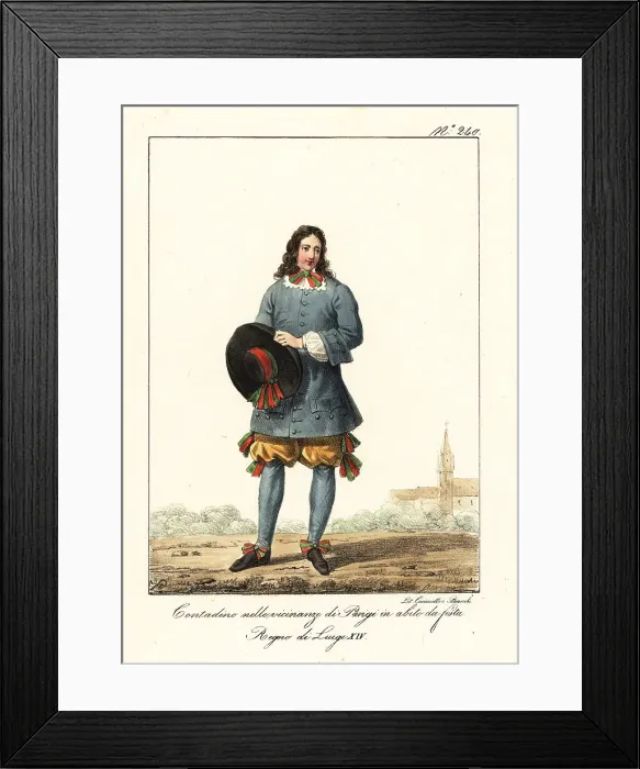 Framed Print : Parisian peasant in festival costume, 17th century Framed Print : Parisian peasant in festival costume, 17th century