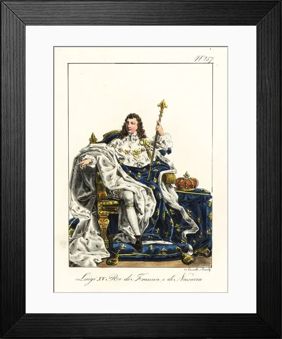 Framed Print : King Louis XV of France, on his throne with crown and scepter Framed Print : King Louis XV of France, on his throne with crown and scepter