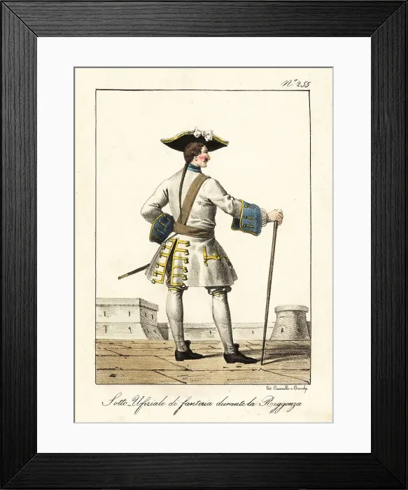 Framed Print : Officer of the French infantry during the Regency of Philippe II Framed Print : Officer of the French infantry during the Regency of Philippe II