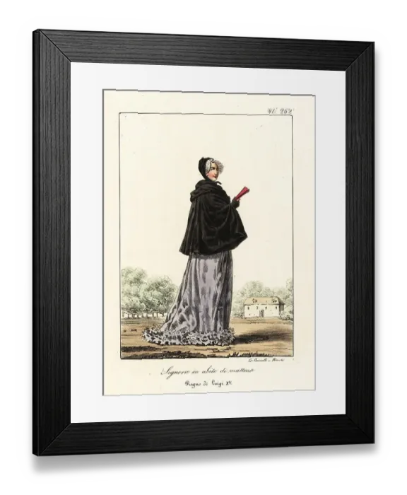 Framed Print : Young French woman in morning dress, mid-18th century Framed Print : Young French woman in morning dress, mid-18th century