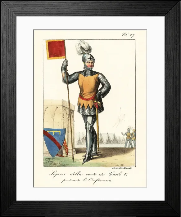 Framed Print : French lord holding the royal oriflamme, 1370 Framed Print : French lord holding the royal oriflamme, 1370