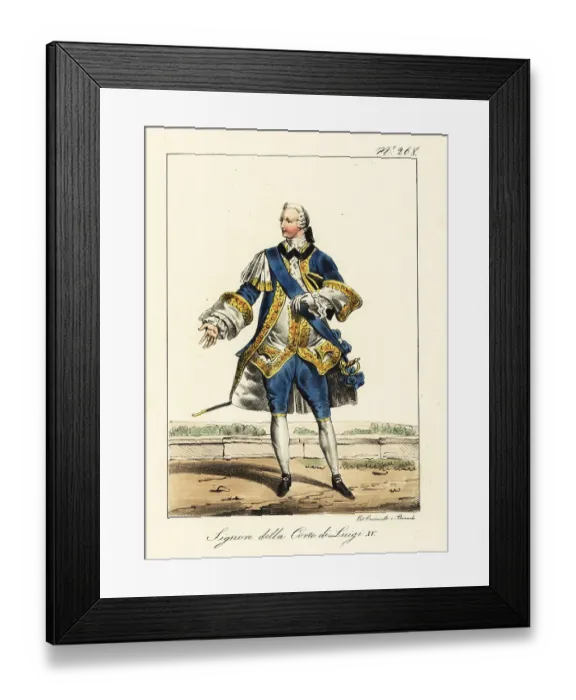 Framed Print : Costume of a nobleman at the court of King Louis XV, mid-18th ce Framed Print : Costume of a nobleman at the court of King Louis XV, mid-18th ce