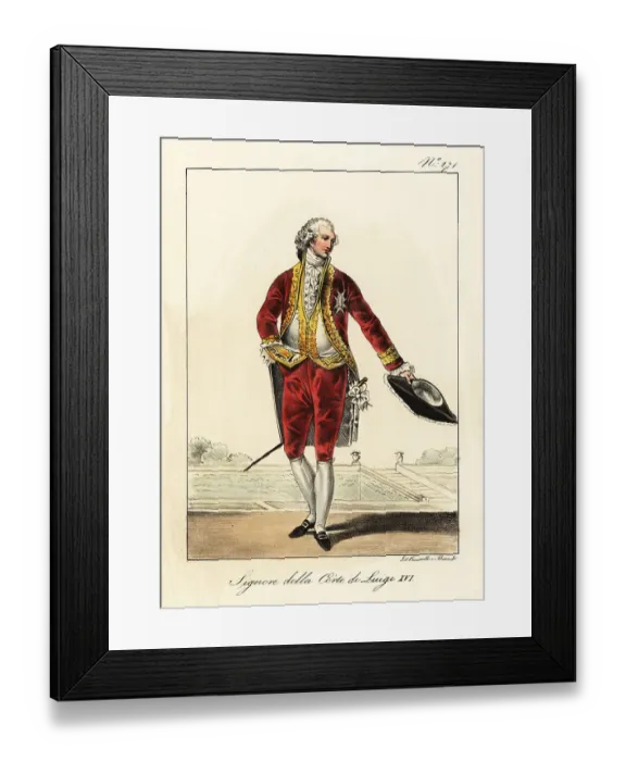 Framed Print : Costume of a nobleman at the court of King Louis XVI of France Framed Print : Costume of a nobleman at the court of King Louis XVI of France