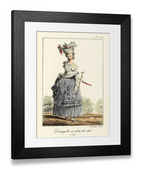 Framed Print : Young French woman in town costume, 1784 Framed Print : Young French woman in town costume, 1784