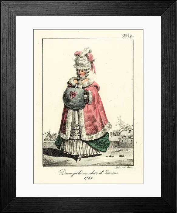 Framed Print : Young French woman in winter costume, era of Marie Antoinette, 1 Framed Print : Young French woman in winter costume, era of Marie Antoinette, 1