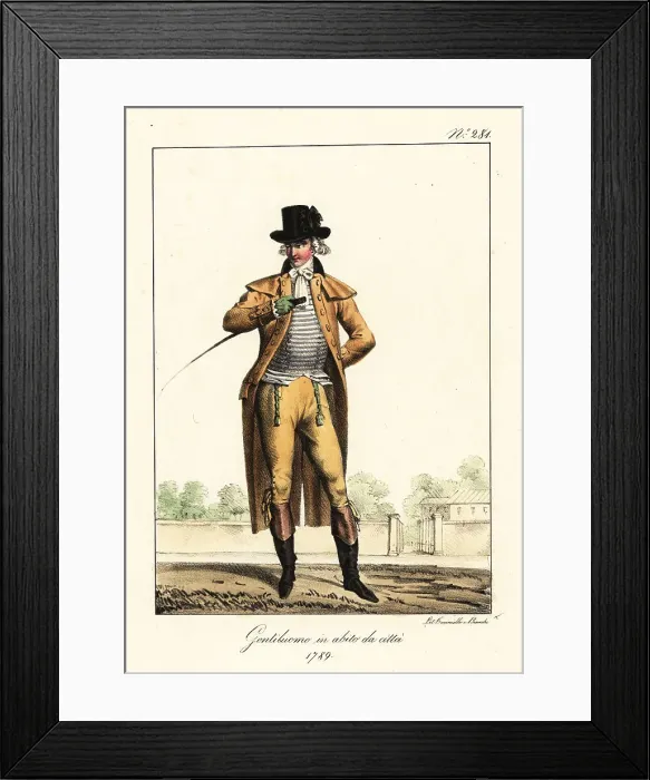 Framed Print : French fop or dandy in morning riding outfit, 1789 Framed Print : French fop or dandy in morning riding outfit, 1789