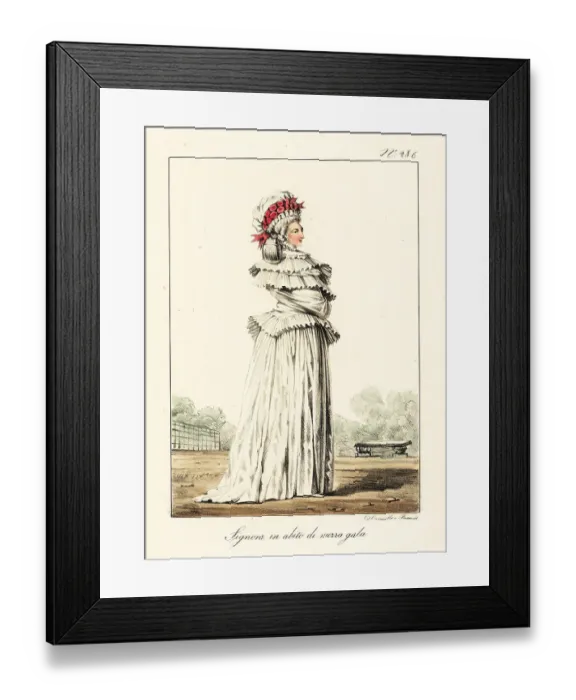 Framed Print : French woman in semi-formal costume, late 18th century Framed Print : French woman in semi-formal costume, late 18th century