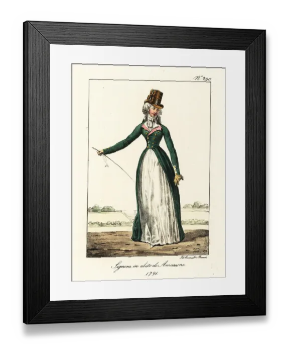 Framed Print : Fashionable French woman in riding outfit, Revolutionary era, 17 Framed Print : Fashionable French woman in riding outfit, Revolutionary era, 17