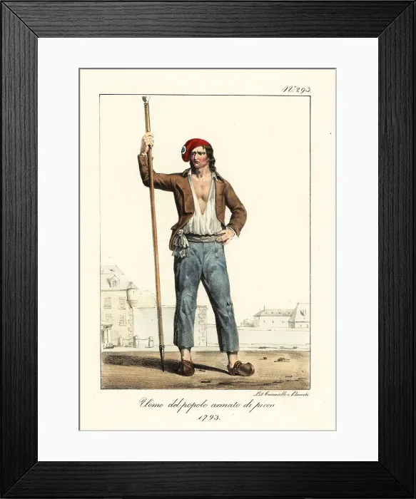Framed Print : Costume of a revolutionary commoner or sans culotte, 1793 Framed Print : Costume of a revolutionary commoner or sans culotte, 1793