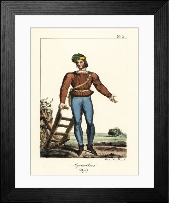Framed Print : Costume of a French farm labourer, 1375 Framed Print : Costume of a French farm labourer, 1375