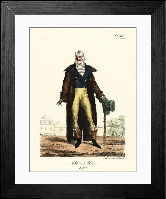 Framed Print : Costume of a French dandy or Incroyable, Directoire era, 1795 Framed Print : Costume of a French dandy or Incroyable, Directoire era, 1795