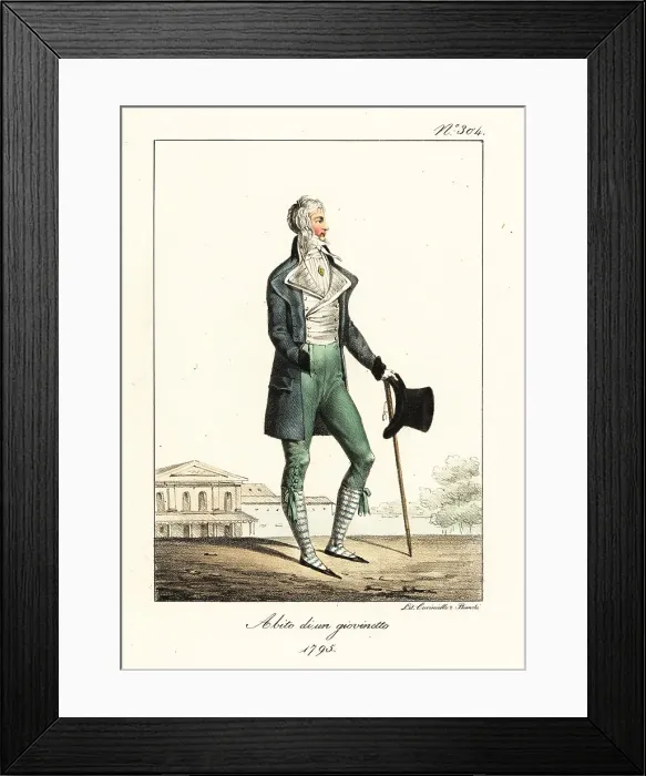 Framed Print : Fashionable dandy or Incroyable, French Directoire era, 1795 Framed Print : Fashionable dandy or Incroyable, French Directoire era, 1795
