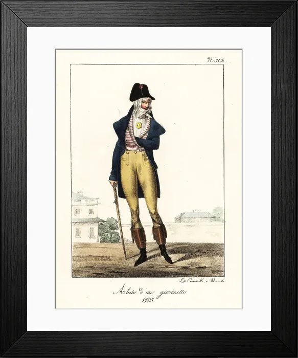 Framed Print : Fashionable young man or Incroyable, Directoire era, 1795 Framed Print : Fashionable young man or Incroyable, Directoire era, 1795