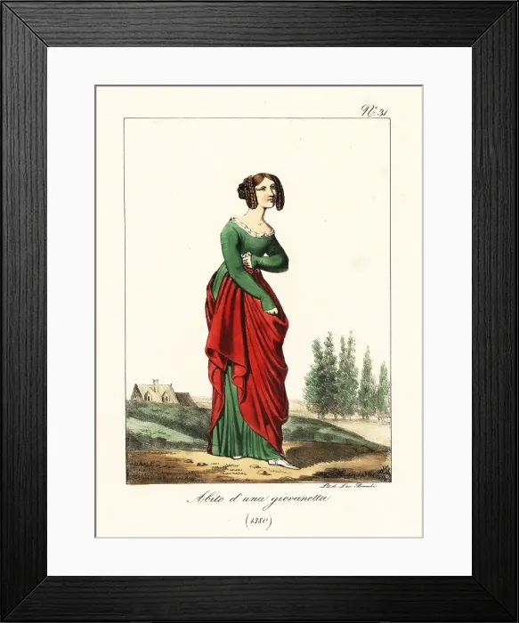 Framed Print : Costume of a young French woman, 1380 Framed Print : Costume of a young French woman, 1380