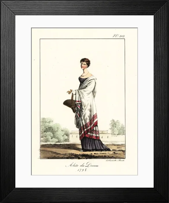 Framed Print : Costume of a fashionable woman or Merveilleuse, Directoire era Framed Print : Costume of a fashionable woman or Merveilleuse, Directoire era