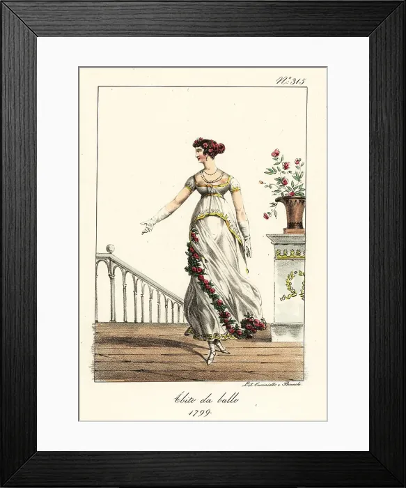 Framed Print : Fashionable woman or Merveilleuse in ball gown, Directoire era Framed Print : Fashionable woman or Merveilleuse in ball gown, Directoire era