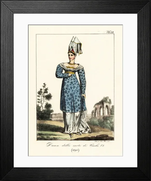 Framed Print : Lady of the court of King Charles V, 1390 Framed Print : Lady of the court of King Charles V, 1390