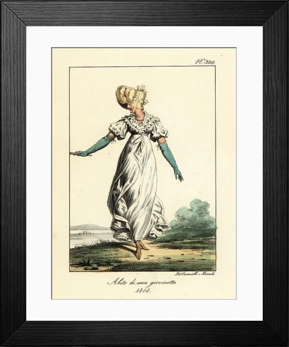 Framed Print : Costume of a young woman, First Empire, France Framed Print : Costume of a young woman, First Empire, France