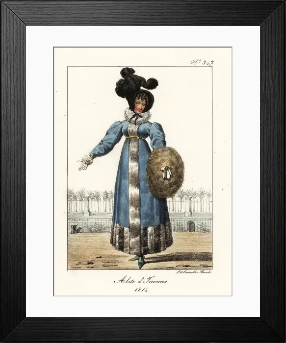 Framed Print : French woman in winter fashion, First Empire, 1814 Framed Print : French woman in winter fashion, First Empire, 1814