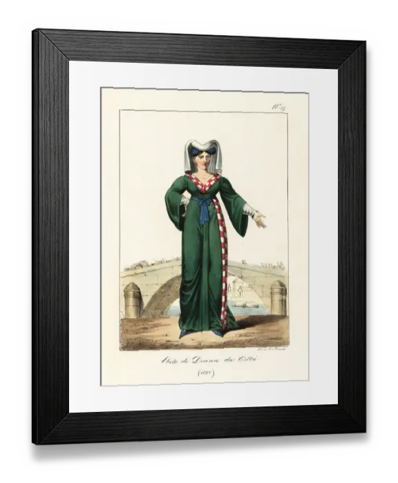 Framed Print : Costume of a French city woman, 1390 Framed Print : Costume of a French city woman, 1390