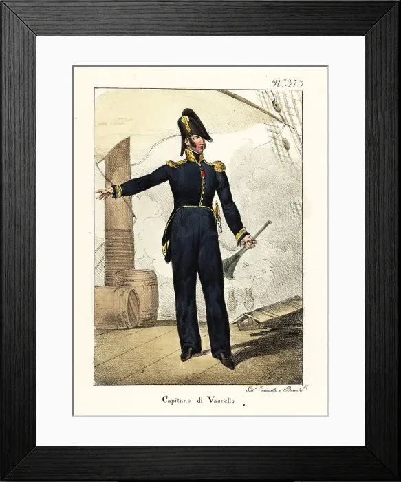 Framed Print : Uniform of a ship captain, Bourbon Restoration, France Framed Print : Uniform of a ship captain, Bourbon Restoration, France