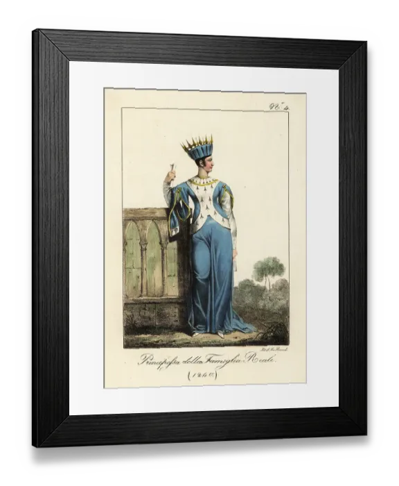 Framed Print : Costume of a French princess, circa 1240 Framed Print : Costume of a French princess, circa 1240
