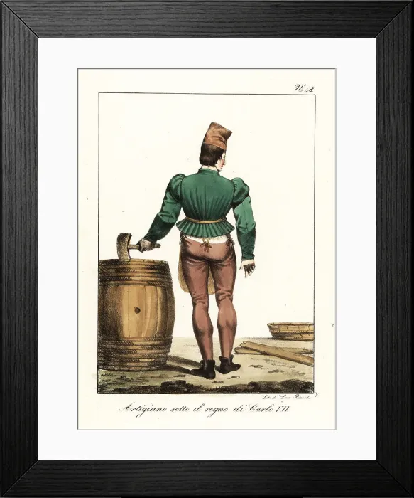 Framed Print : Costume of a French artisan, 15th century Framed Print : Costume of a French artisan, 15th century
