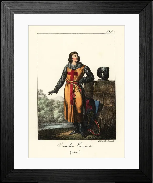 Framed Print : Costume of a French Crusader knight, 1249 Framed Print : Costume of a French Crusader knight, 1249