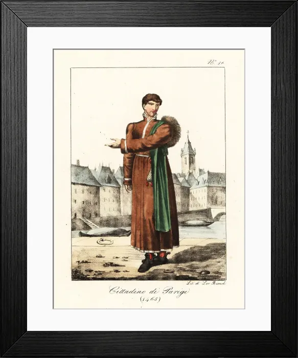 Framed Print : Costume of a bourgeois man of Paris, 1465 Framed Print : Costume of a bourgeois man of Paris, 1465