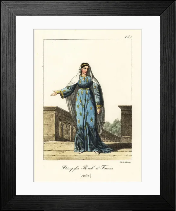 Framed Print : Costume of a French princess, 1260 Framed Print : Costume of a French princess, 1260