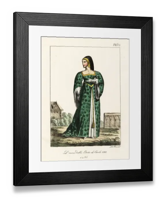 Framed Print : French lady of the court of King Charles VIII of France, 1495 Framed Print : French lady of the court of King Charles VIII of France, 1495