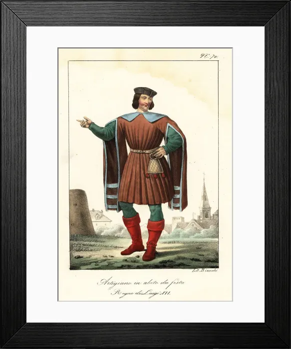 Framed Print : French artisan in costume for a festival, 1512 Framed Print : French artisan in costume for a festival, 1512
