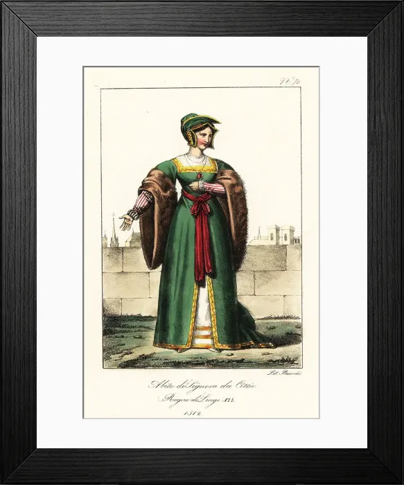 Framed Print : French bourgeois lady, reign of King Louis XII, 1512 Framed Print : French bourgeois lady, reign of King Louis XII, 1512