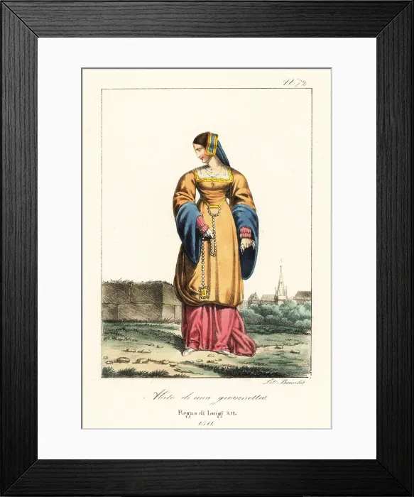 Framed Print : Costume of a young French woman, 1511 Framed Print : Costume of a young French woman, 1511