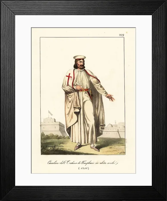 Framed Print : French crusader of the Knights Templar in civil costume, 1250 Framed Print : French crusader of the Knights Templar in civil costume, 1250