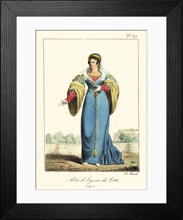 Framed Print : Costume of a French bourgeois lady, 1545 Framed Print : Costume of a French bourgeois lady, 1545