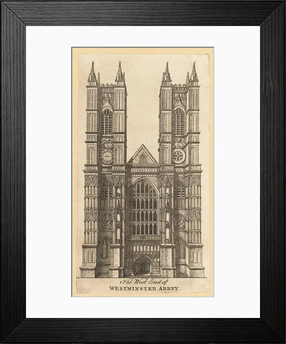 Framed Print : Portland stone towers of Westminster Abbey, 18th century Framed Print : Portland stone towers of Westminster Abbey, 18th century