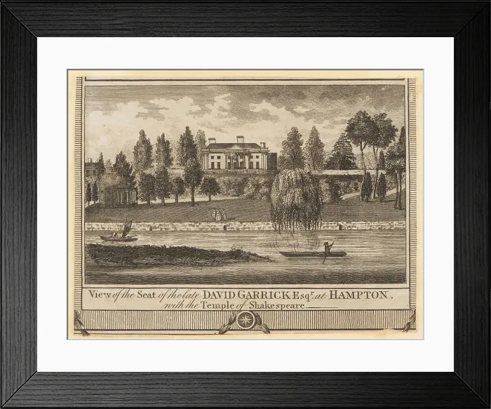 Framed Print : David Garrick's Villa, Hampton Court Road, 18th century Framed Print : David Garrick's Villa, Hampton Court Road, 18th century