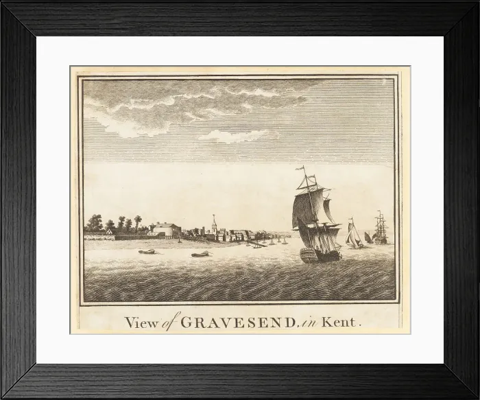 Framed Print : View of Gravesend on the River Thames in Kent, 1784 Framed Print : View of Gravesend on the River Thames in Kent, 1784