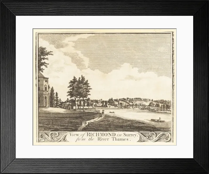 Framed Print : Richmond in Surrey from the River Thames, 18th century Framed Print : Richmond in Surrey from the River Thames, 18th century