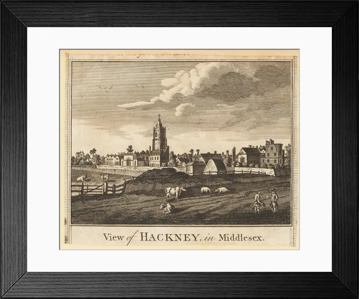 Framed Print : View of the village of Hackney in Middlesex, 1784 Framed Print : View of the village of Hackney in Middlesex, 1784