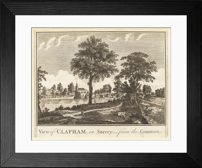 Framed Print : View of Clapham in Surrey from Clapham Common, London, 1784 Framed Print : View of Clapham in Surrey from Clapham Common, London, 1784