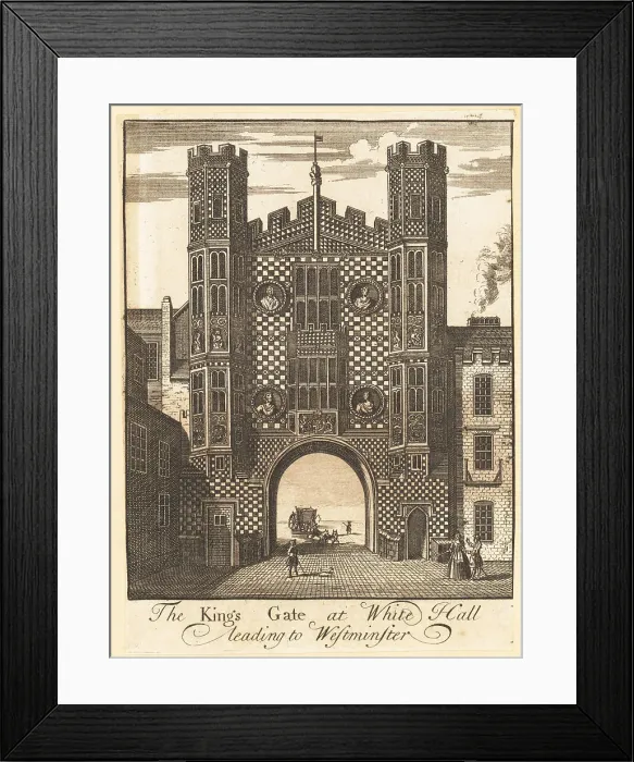 Framed Print : The King's Gate, Holbein Gate or Cockpit Gate, London, 1720s