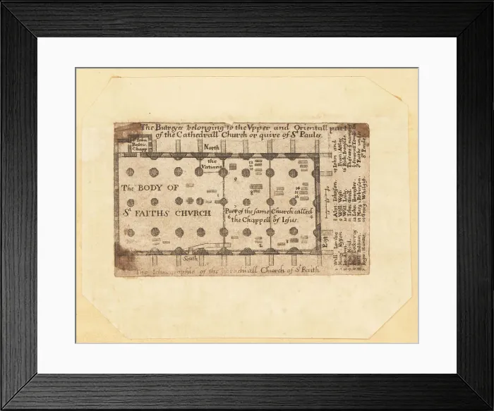 Framed Print : Plan of the crypt in St. Paul's Cathedral, London, 18th century Framed Print : Plan of the crypt in St. Paul's Cathedral, London, 18th century