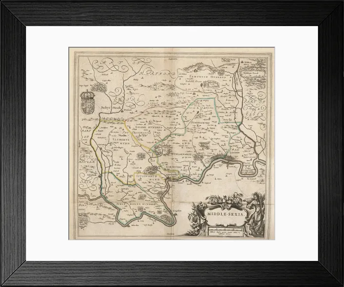 Framed Print : Map of the city of London and county of Middlesex, circa 1600 Framed Print : Map of the city of London and county of Middlesex, circa 1600
