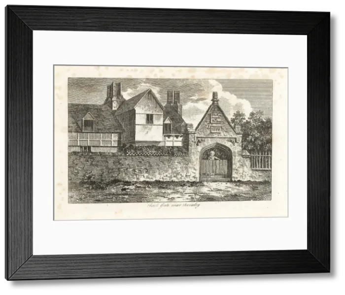 Framed Print : A curious brick gateway, dated 1599, near Bromley, Kent Framed Print : A curious brick gateway, dated 1599, near Bromley, Kent