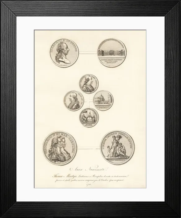 Framed Print : Gold medals of HRE Joseph II, Ferdinand IV and Maria Carolina, e Framed Print : Gold medals of HRE Joseph II, Ferdinand IV and Maria Carolina, e